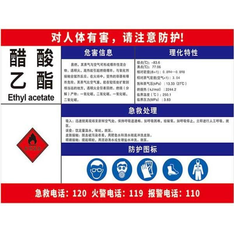 醋酸乙酯（乙酸乙酯）职业危害告知卡